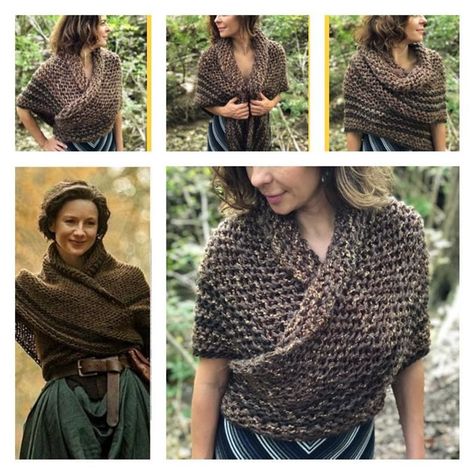 Outlander Shawl, Outlander Knitting, Outlander Costumes, Chunky Scarves, Shoulder Wrap, Hand Knit Scarf, Merino Wool Yarn, Triangle Scarf, Pdf Knitting Pattern