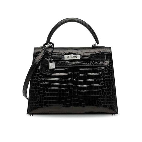 AN EXCEPTIONAL, SHINY BLACK POROSUS CROCODILE DIAMOND SELLIER KELLY 25 WITH 18K WHITE GOLD & DIAMOND HARDWARE Moodboard Png, Hermes Kelly 25, Kelly 25, Hermes Kelly Bag, Cheap Purses, Kelly Bag, Luxury Purses, Cheap Bags, Hermes Handbags