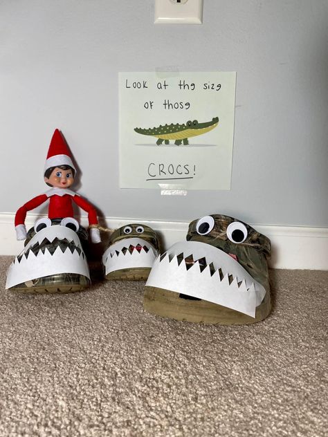 Elf On The Shelf With Crocs, Crocs Elf On The Shelf, Dont Feed The Crocs Elf On The Shelf, Elf On The Shelf Cruise Ideas, Elf Yourself, Bad Elf, Elf Ideas Easy, Elf Magic, Xmas Elf