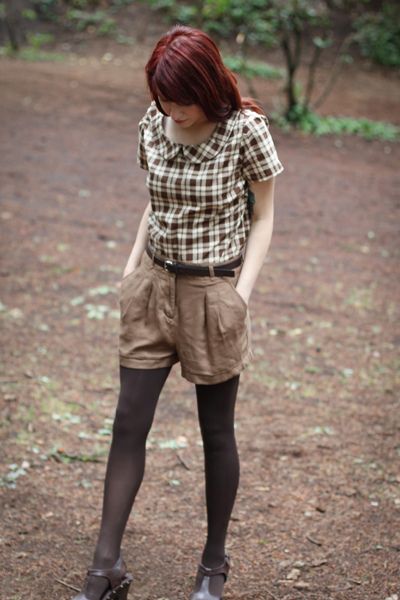 It's even adorable with shorts!!! Scout Outfit, Vanilla Lace, Peter Pan Collar Top, Pretty Clothing, I Love Redheads, Stripped Dress, Love Your Hair, Blogger Style, Brown Plaid