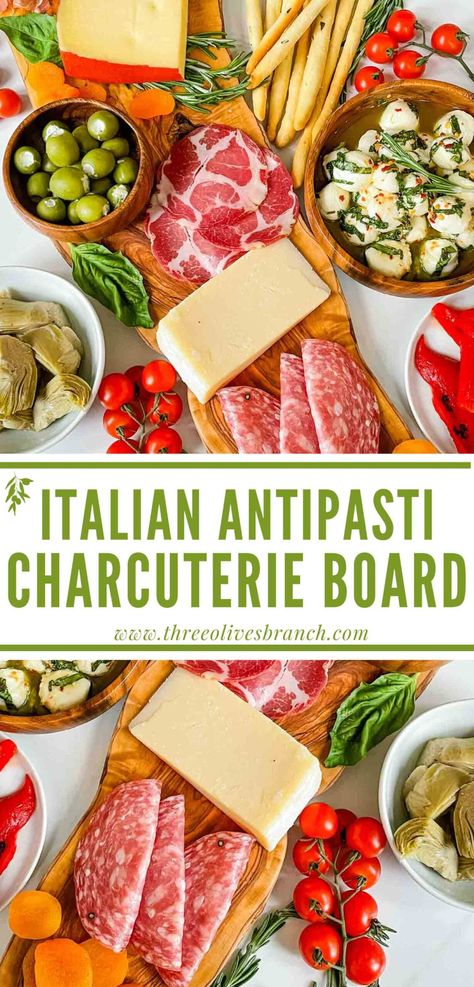 Italian Charcuterie Board Ideas, Italian Charcuterie Board, Cheese And Meat Board, Italian Charcuterie, Italian Finger Foods, Meat Board, Healthy Italian Recipes, Italian Antipasto, Healthy Italian