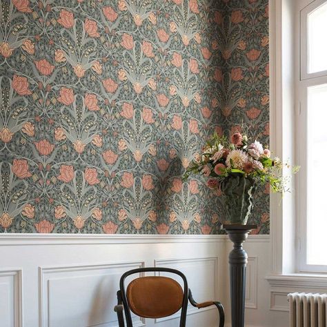 Arts and Crafts Interiors Large Flower Wallpaper, Mint Green Background, Painter And Decorator, Interior Design Concepts, Design Del Prodotto, Wallpaper Calculator, Scandinavian Inspired, Quirky Design, High Quality Wallpapers