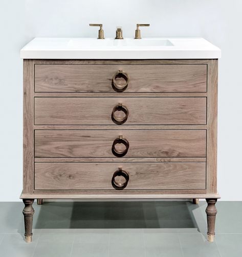 290-0036 Hayden by The Furniture Guild Restoration Hardware Bathroom, Half Bath Design, 36" Vanity, European Kitchens, Oak Bathroom, Dresser Vanity, Vanity Design, Powder Bath, Furniture Vanity