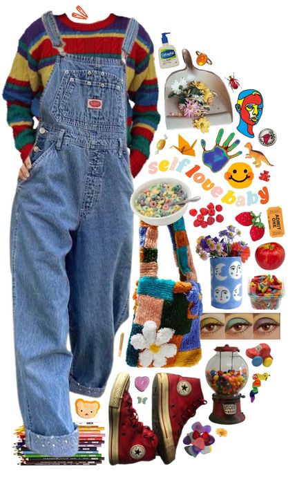 Clowncore Outfit, Kid Core Outfits, Weirdcore Outfits, Kidcore Outfit, 80s Inspired Outfits, Silly Clothes, Funky Outfits, Vibe Clothes, Outfit Shoplook