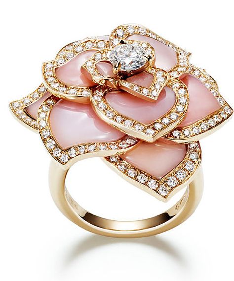 Nom De Bloom Ring by Piaget Piaget Ring, Piaget Jewelry, Santa List, Tickled Pink, Bling Rings, Dear Santa, Pink Opal, Flower Ring, High Jewelry