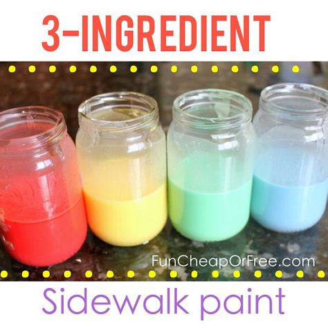 Sidewalk Paint Recipe, Sidewalk Paint, Paint Recipe, Homemade Paint, Project For Kids, Easy Arts And Crafts, Art And Craft Videos, Craft Projects For Kids, Arts And Crafts Movement