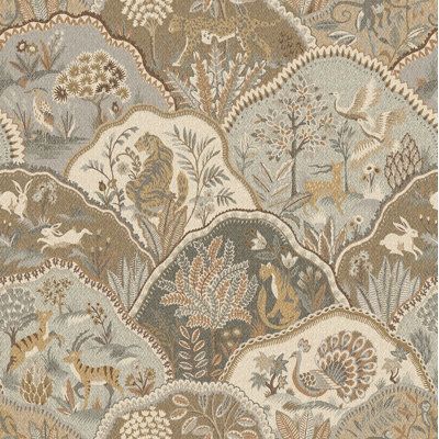 A Bargello-inspired array of scenes featuring graceful gazelles, regal tigers, and subtle leopards seamlessly woven into a stunning montage. Each cascaded cameo tells the unique story of a particular animal, with frilled vignettes host to lush, intricate environments that evoke the essence of an ornate needlepoint. Color: Brown | Bungalow Rose Nicquan 18' L x 20.5" W Peel & Stick Wallpaper Roll Vinyl in Brown | 20.5 W in | Wayfair | Home Decor Brown Toile Wallpaper, Peel Stick Tile Bathroom, Leopard Peel And Stick Wallpaper, Fabric Wall Decor, Mushroom Wallpaper, Aesthetic House, Commercial Wallpaper, Vertical Design, Western Theme