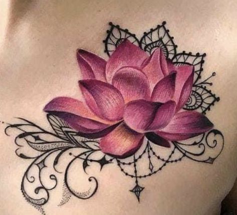 Simple Lotus Flower Tattoo, Flower Cover Up Tattoos, Lotus Flower Tattoos, Water Lily Tattoos, Butterfly With Flowers Tattoo, Colour Tattoo For Women, Stomach Tattoos Women, Lotus Tattoo Design, Cool Wrist Tattoos