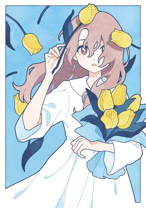 Mysterious Pose Reference Drawing, Florist Drawing Reference, Girl Holding Flowers Drawing, Holding A Flower Reference, Holding Flowers Pose Reference, Holding Flowers Pose, Flowers Reference, Clothes Anime, Vintage Photo Editing