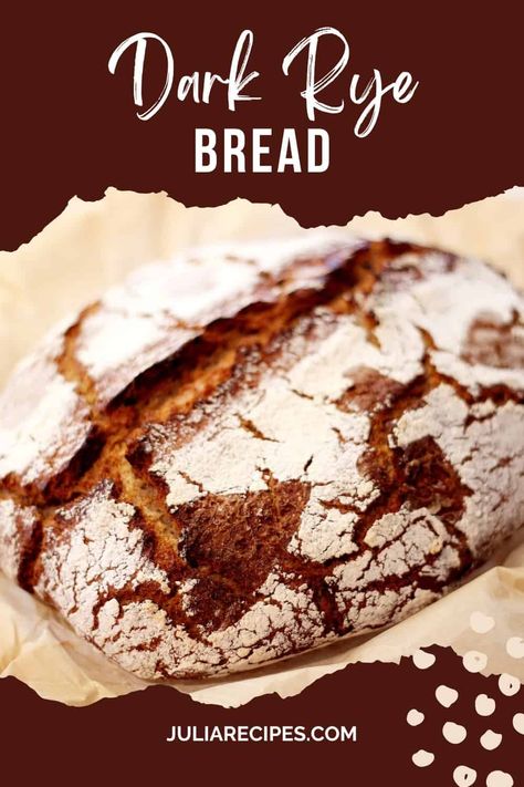 DARK RYE BREAD - Julia Recipes Dark Rye Flour Recipes, Dark Bread Recipes, Seedless Rye Bread Recipe, Deli Rye Bread Recipe, German Dark Rye Bread Recipe, Dark Rye Bread Recipe, Rye Recipes, Jewish Rye Bread, Dark Rye Bread