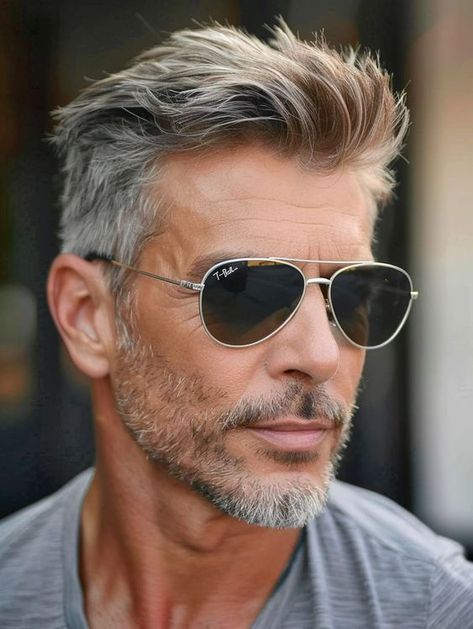 Gray Haircut Men, Hair Man Style, Men Gray Hair, Mens Short Hair, Gray Hair Men, Hairstyles For Grey Hair, Outdoor Background, Older Men Haircuts, Beckham Hair