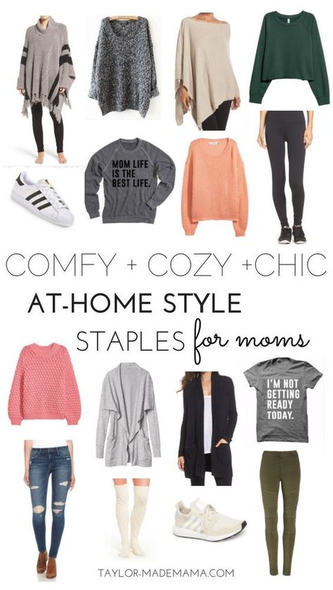 Are you on the hunt for some comfortable staple pieces in your mom uniform? Then CLICK THROUGH for this comfortable At- Home mom style staples round up is just for you! The most comfy and cozy clothes for days working or playing at home. Basics for the stay at home mom wardrobe | Mom Style | Stay At Home Mom Style | Comfortable Winter Clothing. Postpartum Clothes, Bee Positive, Studio Wardrobe, Closet Edit, Casual Mom Style, Mom Uniform, Mom Clothes, Cozy Clothes, Style Staples