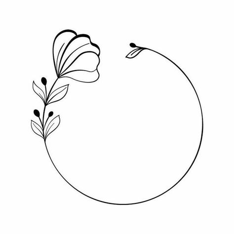 Flower Wreath Svg, Circle Svg, Svg Monogram, Floral Circle, Výtvarné Reference, Wreath Svg, Wreath Drawing, Flower Drawing Design, Circle Frame