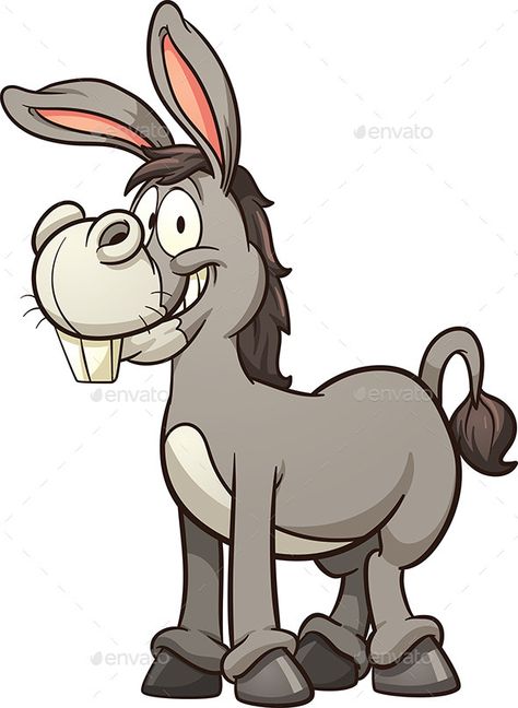 Cartoon donkey. Vector clip art illustration with simple gradients. All in a single layer. EPS10 file included. Donkey Tattoo, Cow Cartoon Images, Donkey Images, Cartoon Donkey, Donkey Drawing, Vector Animals, Cartoon Kunst, Horse Clipping, Cute Donkey