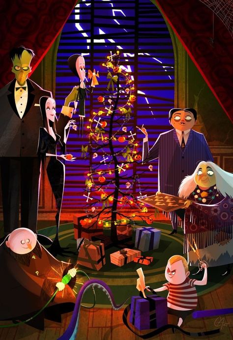 Addams Family Cartoon, Backyard Movie Party, Addams Family Movie, Horror Movies List, Charles Addams, Addams Family Wednesday, Carolyn Jones, Backyard Movie, Creepy Christmas