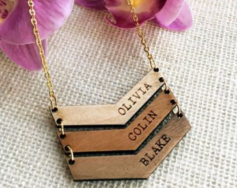 Glowforge Jewelry, Laser Cut Wood Jewelry, Mother Necklace, Jewelry Wood, Chevron Necklace, Laser Cut Jewelry, Wooden Necklace, Mothers Necklace, Wood Necklace