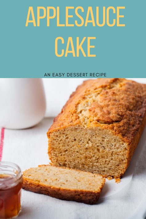 Applesauce cake is an easy dessert or snack cake. Applesauce Loaf Cake, Applesauce Cake Easy, Recipes Using Applesauce, Applesauce Baking, Apple Sauce Cake, Recipe Using Applesauce, Recipes Easy Dessert, Applesauce Recipes, Mexican Wedding Cookies Recipes