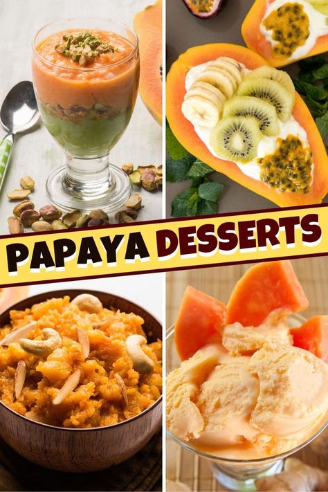 Papaya Cake, Papaya Recipes Dessert, Papaya Dessert, Lemon Icebox Cake, Papaya Recipes, Red Desserts, Coconut Muffins, Easy Healthy Meal Prep, Fruit Filling