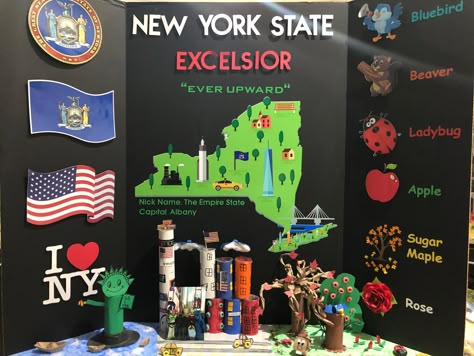 New York State Poster Board Project, State Project Poster Board, State History Projects, Tri Fold Poster Board, State Project, Singapore School, New York Projects, Sunday School Projects, State Crafts