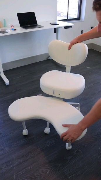 TAP LINK TO PURCHASE ON AMAZON. Change up your sitting position and posture with a versatile cross legged chair. Easily go from cross-legged to kneeling, squatting, and so much more with a 360° swiveling seat with leg rest, encouraging movement throughout your day. Can also be used as a standard office chair. Great for home, office, meditation, and more. Follow Mik Zenon on IG for more ideas. *As an Amazon Associate, I earn a commission when you shop Amazon through my link (at no extra cost to you) so thank you for your support. Kneeling Chair, Cross Legged, Desk Goals, Upholstery Diy, Leg Rest, Vanity Chair, Office Desk Chair, Environmental Design, Ergonomic Chair