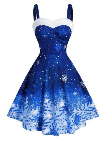 Cheapest and Latest women & men fashion site including categories such as dresses, shoes, bags and jewelry with free shipping all over the world. Plus Size Christmas Dresses, Vintage Christmas Dress, Vintage Dress Blue, Christmas Dress Women, Snowflake Print, Dress Spaghetti, Play Dress, Green Midi Dress, Christmas Dress