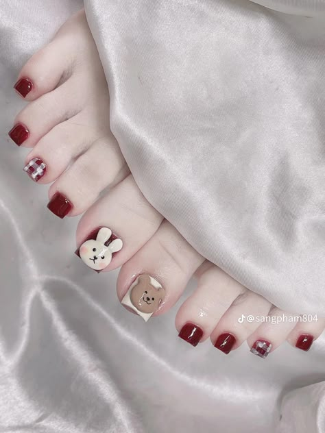 Nail Mong Chan, Mau Mong Chan, Medium French Nails, Foot Nail Designs, Nail Recommendations, Foot Nails Design, Nail New Year, Nail Design Long Nails, Design Long Nails