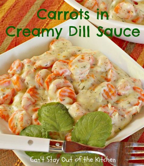 Carrots in Creamy Dill Sauce is a delicious, gluten free carrot side dish made with a creamy sauce & seasoned with dill weed. Very quick, easy & economical. Creamed Carrots Recipe, Carrot Side Dish, Dill Carrots, Carrot Recipes Side Dishes, Carrot Souffle, Carrot Dishes, Carrots Side Dish, Carrot Recipe, Creamy Dill Sauce