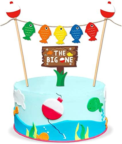 The Big One Cake, Big One Cake, Gone Fishing Cake, Gone Fishing Party, Fish Cake Birthday, Fishing Cake Topper, Fishing Themed Birthday Party, Baby Shower Fishing, Fishing Birthday Party