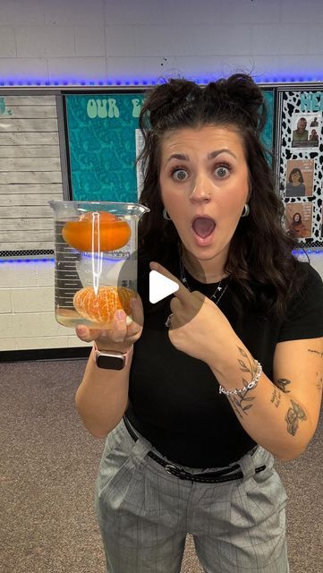 Nicole Marte on Instagram: "Orange you glad you watched this video?? 🍊

Okay, I’m done. 🥴

The science behind the orange demo:

🍊 An orange with a peel is less dense than the water because of the air trapped inside. This causes the orange to float and be more buoyant! 

🍊 When you remove the peel, the orange actually becomes more dense than the water causing it to sink. 

Think of the peel as a floatie 🛟 for the orange!

I use this to introduce buoyancy and density. Try it out!

#scienceteacher #teacherlife #teachersfollowteachers #teachersofinstagram #atlantateachers #middleschoolscience #density #buoyancy #orange #middleschoolteacher" Stem Steam, Steam Activities, Orange You Glad, Middle School Teachers, Science Experiment, Middle School Science, Science Teacher, Science Experiments, Teacher Life