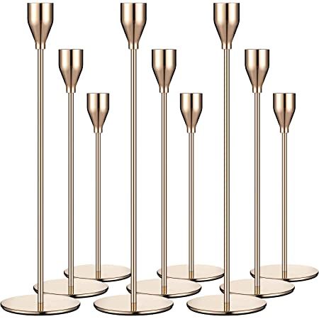 Gold Taper Candle Holders, Gold Candlestick Holders, Black Candlesticks, Candle Table Centerpieces, Candlestick Centerpiece, Elegant Candle Holders, Tapered Candles, Gold Candle Sticks, Gold Candle Holders