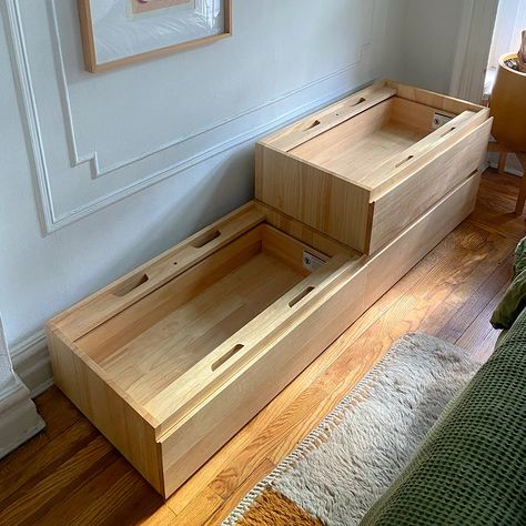 Thuma Bed Dresser, Thuma The Dresser, Malm Storage Bed, Thuma Bed Ideas, Thuma Bed, Dresser Under Bed, Beachy Apartment, Ikea Malm Bed, Malm Bed