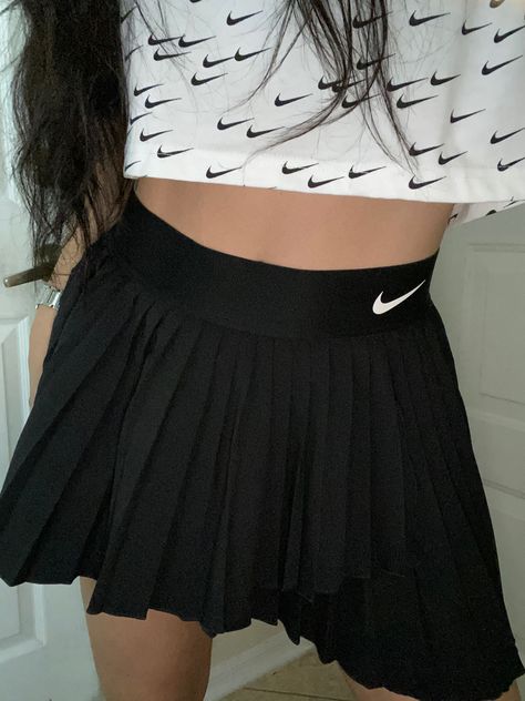 Nike tennis skirt and crop all over swoosh tshirt Nike Skirt, Nike Tennis Skirt, Tennis Skirts, Nike Tennis, Summer Skirts, On Repeat, Tennis Skirt, Skirt Outfits, Cheer Skirts