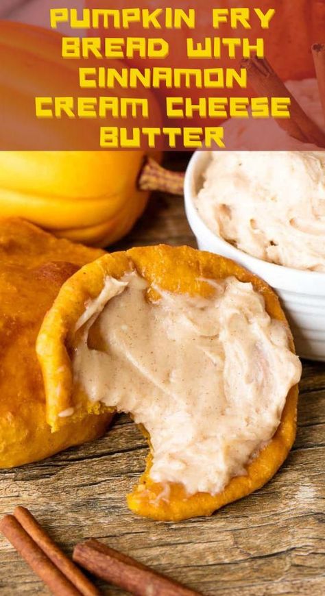 Pumpkin Fry Bread is a fall treat your family will love! Spread on some cinnamon cream cheese butter and you will be in heaven with this pumpkin dessert! Cream Cheese Butter, Cinnamon Cream Cheese, Cheese Butter, Fry Bread, Fall Treats, Pumpkin Dessert, Pumpkin Recipes, Other Recipes, Yummy Treats