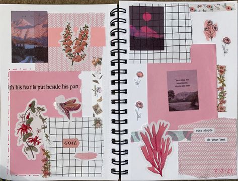 #scrapbooking #scrapbook #journaling #journal #aesthetic #pink #stickers #scenery #flowers Scenery Flowers, Girly Scrapbook, Pink Scrapbook, Pink Journal, Scrapbook Journaling, Handmade Journals Diy, Pink Stickers, Scrapbook Cover, Creating A Bullet Journal