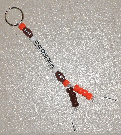 Pony Bead Sport Team Keychains #Cleveland #Browns #Football Football Beaded Keychain, Team Keychains, Cincinatti Bengals, Cleveland Browns Football, Pony Bead Crafts, Bengals Football, Black Keychain, Football Stuff, Browns Football