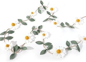 Wool Felt Daisy Chain Banner/Garland - Daisy 1st Birthday Decorations,Daisy Themed Party Decorations,Nursery/Wedding Decoration,White Wool Felt Daisy Green Leaf Garland Daisy Themed Party, Daisy 1st Birthday, Wildflower Birthday Party, Felt Daisy, Daisy Decorations, Wildflower Decor, Nursery Wedding, Pink Girl Birthday, Daisy Party