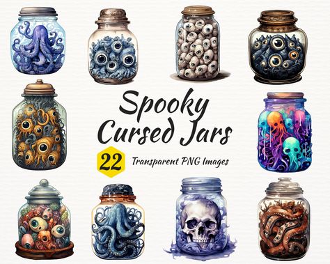 Eyeball Creature, Apothecary Tattoo, Spooky Watercolor, Witch Eyes, Witch Spells, Spell Jars, Potion Bottles, Witch Spell, Voodoo Dolls