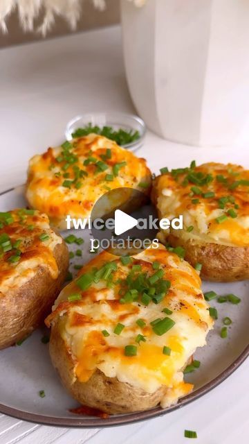 Jamie Milne on Instagram: "these twice baked potatoes will have you absolutely floored at how delicious they are! potatoes are a huge pregnancy craving of mine and these twice baked potatoes (that taste better than a steakhouse potato) hit the spot. perfect for Valentine’s Day coming up or to fill your potato craving! find the recipe below, enjoy xx Twice Baked Potato Yields 4 4 medium russet potatoes 1/4 cup unsalted butter 1 cup shredded cheddar + mozzarella cheese, divided 1/3 cup milk 1 tsp salt 1/2 tsp black pepper 1 tsp garlic powder 1 tsp onion powder 1 tbsp chives, chopped 1/4 cup avocado oil Directions 1. Line a large baking sheet with parchment paper and set aside. Preheat oven to 425F degrees. 2. Wash and dry potatoes. Coat potatoes in oil and puncture with a f Steakhouse Potatoes, Twice Baked Potato, Dried Potatoes, Baked Potato Recipes, Pregnancy Cravings, Potato Sides, Loaded Baked Potatoes, Cheese Potatoes, Twice Baked