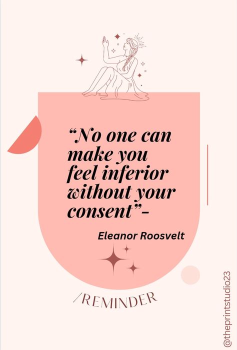 No one can make you feel inferior! Never forget it 😉 No One Can Make You Feel Inferior, Without You, For Today, Never Forget, Self Esteem, Make You Feel, Motivational Quotes, How Are You Feeling, Make It Yourself