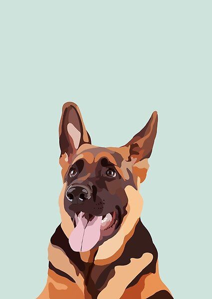 A pop art, graphic style illustration of a German Shepherd dog. German Shepherd Illustration, Shepherd Illustration, Graphic Style, German Shepherd Dog, Shepherd Dog, German Shepherd, Pet Portraits, Pop Art, Pet