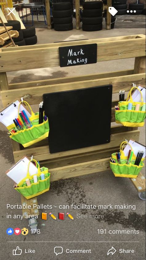 Outside Mark Making Area Eyfs, Outdoor Area Eyfs Learning Environments, Garden Ideas Eyfs Outdoor Classroom, Eyfs Outdoor Mark Making, Mark Making Areas Early Years, Mark Making Outdoors Eyfs, Outdoor Mark Making Area Eyfs, Preschool Garden Ideas Outdoor Classroom, Ks1 Outdoor Area Ideas