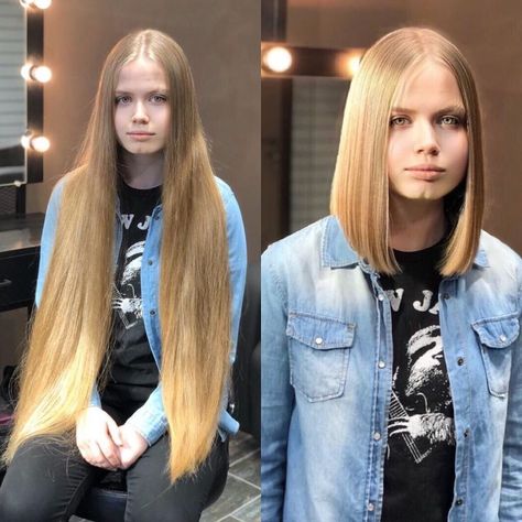 Shaved Hair Women, Long Hair Cut Short, Before And After Haircut, Forced Haircut, Girls Short Haircuts, Rapunzel Hair, Long To Short Hair, Cut Her Hair, Hair Makeover