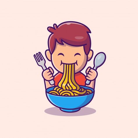 Cute kid eat ramen noodle cartoon   icon... | Premium Vector #Freepik #vector #food #character #cartoon #cute Cartoons Eating, Cake Pizza, Rick And Morty Poster, Digital Portrait Illustration, Food Icon, Illustration People, Music Illustration, Ramen Noodle, People Food