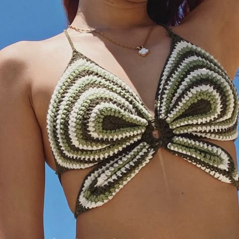 Bikinis A Crochet, Crochet Beach Wear, Bikinis Crochet, Crochet Swim, Crochet Fairy, Crochet Crop Top Pattern, Crochet Bralette, Crochet Ladies Tops, Mode Crochet