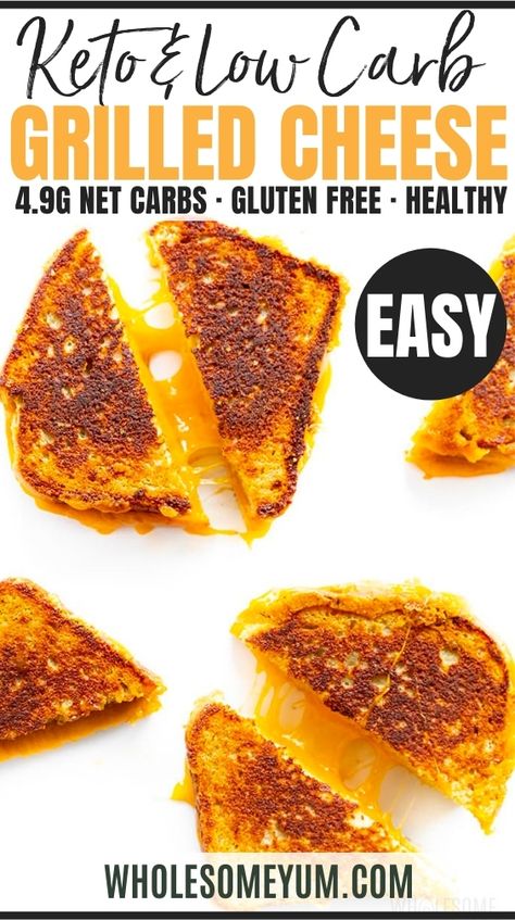 Keto Grilled Cheese Recipe Low Carb Grilled Cheese Sandwich, Keto Grilled Cheese Sandwich, Low Carb Grilled Cheese, Low Cal Grilled Cheese, Low Calorie Grilled Cheese, Keto Panini, Healthy Grilled Cheese Recipes, Gluten Free Grilled Cheese, American Cheese Recipes