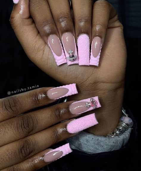 Kaws Y2k, December Books, Baby Pink Nails Acrylic, Baby Pink Nails, Books Open, Acrylic Nail Set, Long Acrylic Nail Designs, Colored Acrylic Nails, French Tip Acrylic Nails