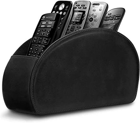 Leather Remote Control Holder with 5 Compartments TV Remote Caddy Store Box,Desktop Organizer for Controller, Glasses and Media Player,Pen Storage(Black) Dining Room Organization, Office Desk Black, Remote Caddy, Caddy Storage, Remote Control Storage, Remote Control Holder, Top Selling Products, Remote Holder, Desk Black