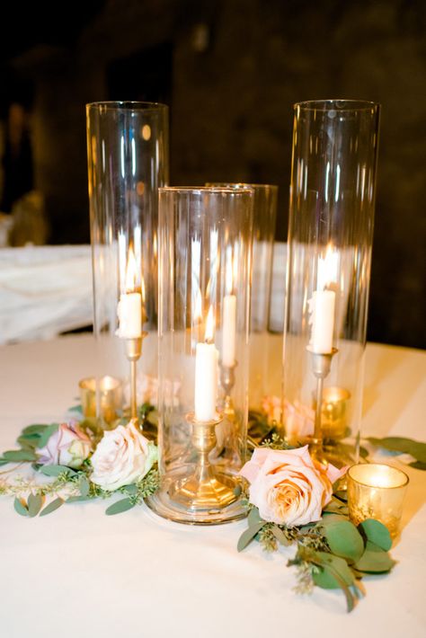 Candle Stick Glass Cover Wedding, Candle Wreath Centerpiece Wedding, Glass Candle Sticks Wedding, Gold Votives Wedding Centerpieces, Tapered Candles Wedding Centerpieces, Pillar Candles Wedding Centerpiece, Gold Candle Centerpiece, Gold Centerpiece Wedding, Gold Candlestick Centerpiece