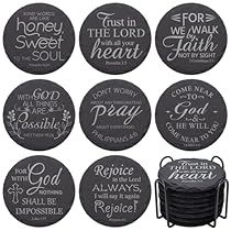 Black Coasters, Christian Home Decor, Christian Home, Stone Coasters, Christian Gifts, Drink Coasters, No Worries, Verses, Bible Verses