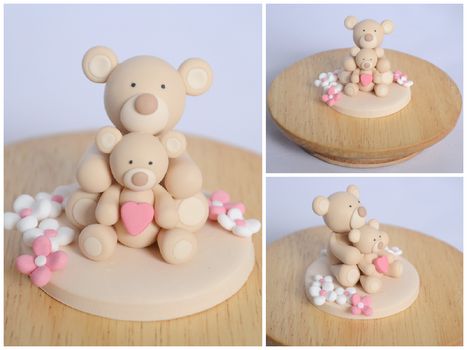 Mother's Day Bear Polymer Clay Sculpture by TheLinnypig Sculpey Clay Ideas, Cute Clay Ideas, Clay Candle Holders Diy, Clay Tea Set, Polymer Clay Elephant, Bear Polymer Clay, Elephant Valentine, Ideas For Mothers Day, Make Your Own Clay